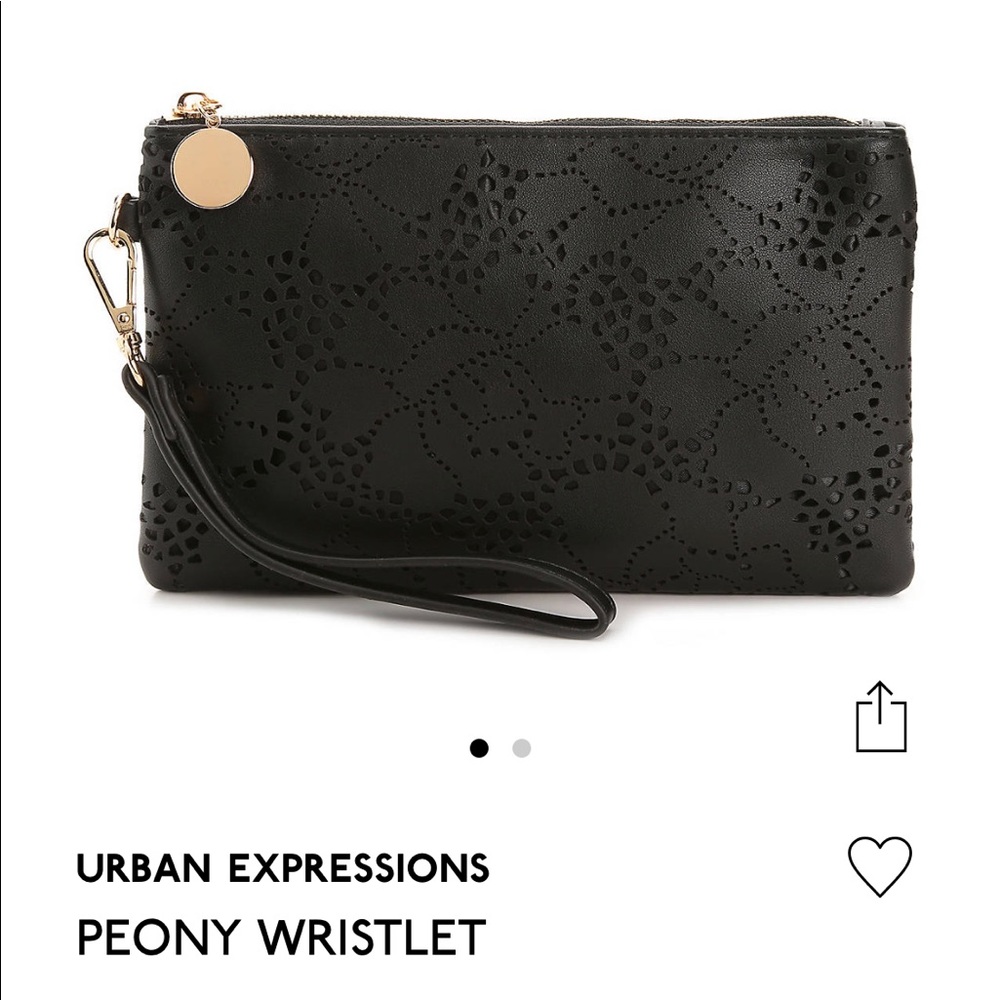 Black peony wristlet